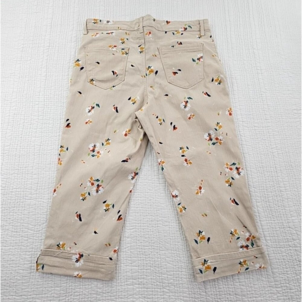 Bandolino Mandie Capri Pants Women's 16 Tan Floral AOP Straight Leg Cuffed EUC - Picture 2 of 16